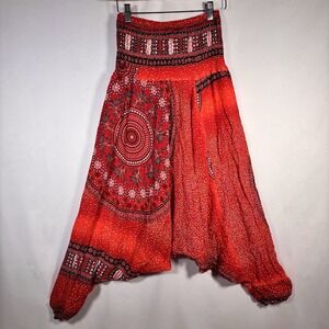 Harem Pants Womens One Size Elastic Waist Boho Festival Hippie Genie Slouch Yoga